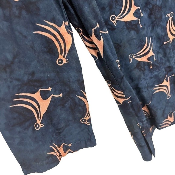 Soft Surroundings Abstract Bird Print Long Sleeve Tunic Top Navy Gold Small - Picture 5 of 6